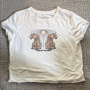 Anthropologie Cream Graphic Tee